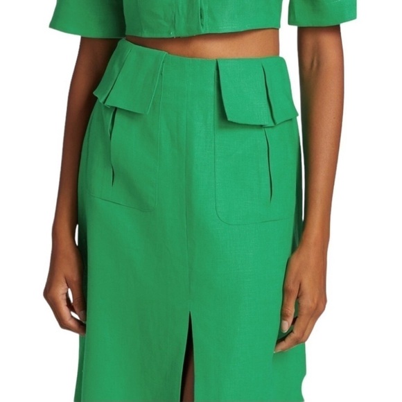 Matthew Bruch Cargo Linen Midi-Skirt - Picture 3 of 8